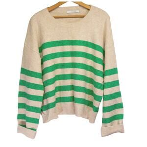 Women's Plus 2X Sweater STICHES AND STRIPES Green Long Sleeve Cotton Blend